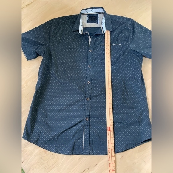 Mens Nomad Navy Aztec Geometric Pattern Short Sleeve Button Up XL - Picture 8 of 14